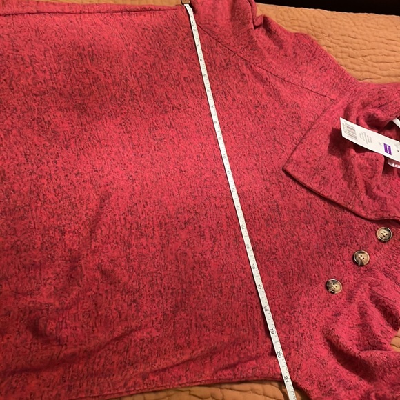 New Directions Cherry Heather Red Cowl neck sweater tunic with buttons sz M NWT - Picture 5 of 5